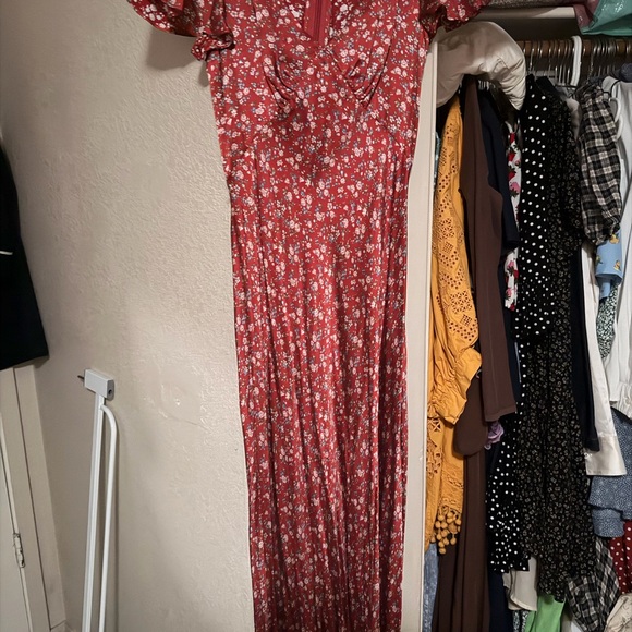 Selkie Red Floral Maxi Dress - Picture 2 of 3